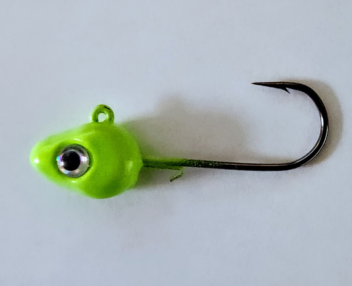 3/8 Ounce Lead Free 1/0 HD Chartreuse Glow Jig – Bend It Fishing