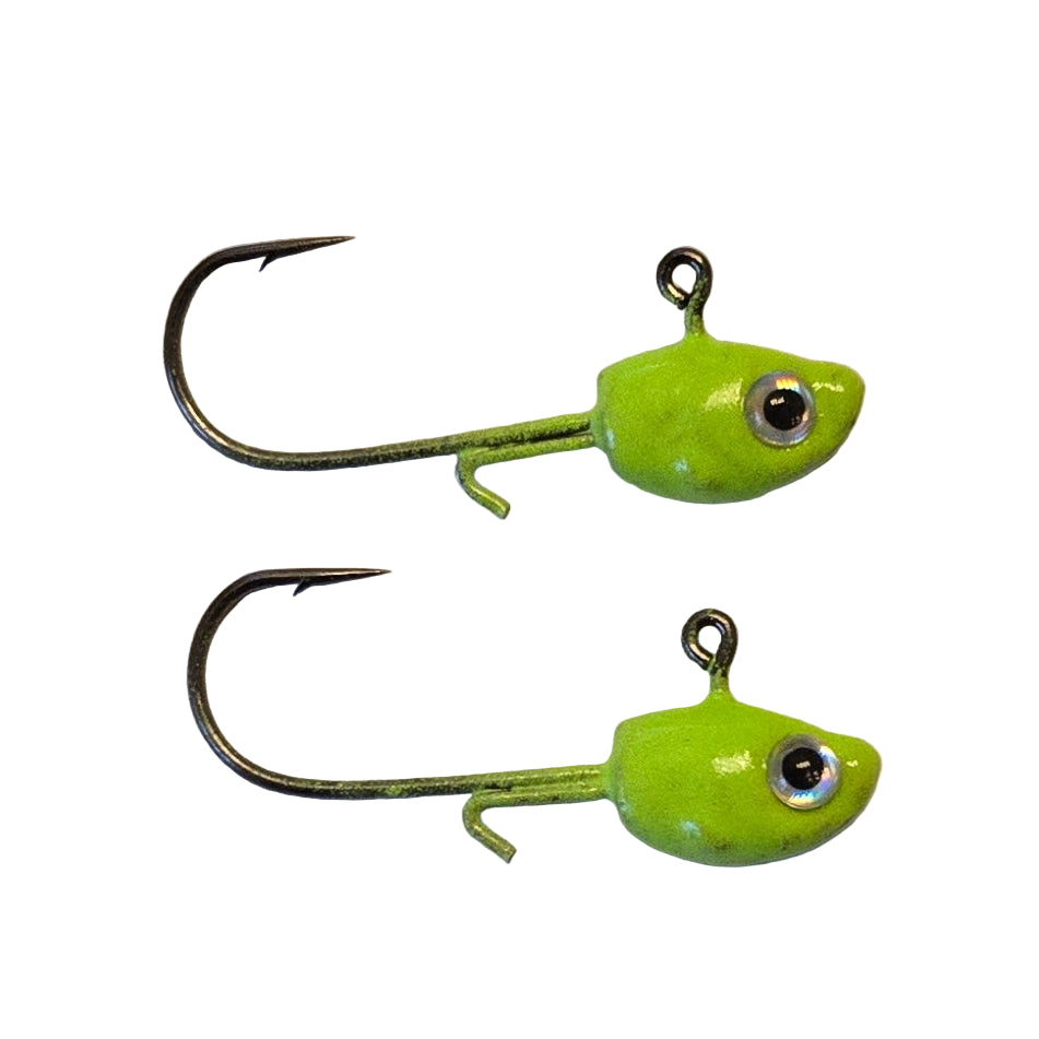 1/16 Ounce Lead Free #4 Chartreuse Glow Jig - Qty 2