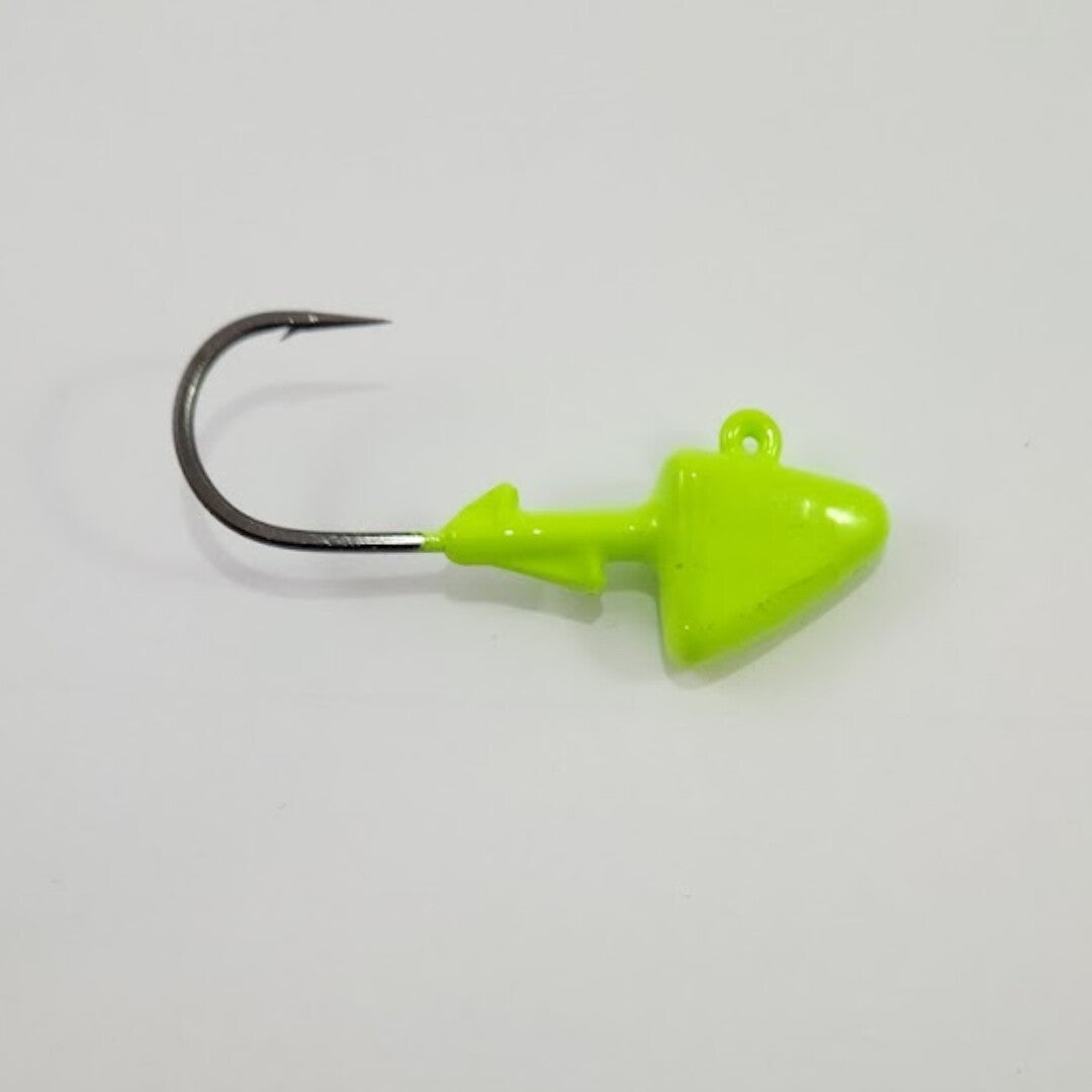 1 Ounce Lead Free Chartreuse Glow 6/0 Mustad HD Jig – Bend It Fishing