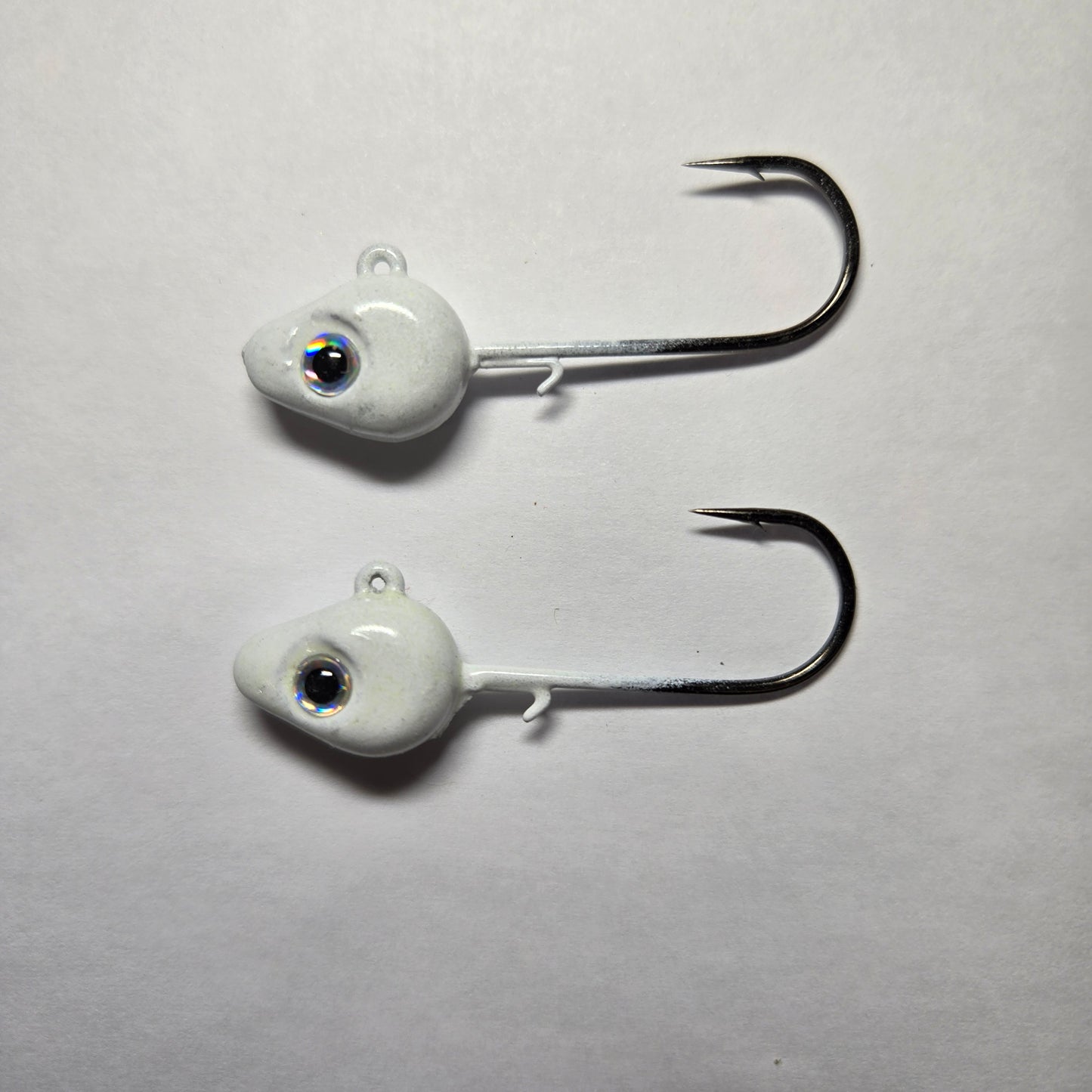 3/8 Ounce Lead Free 3/0 HD White Glow Jig- Qty 2