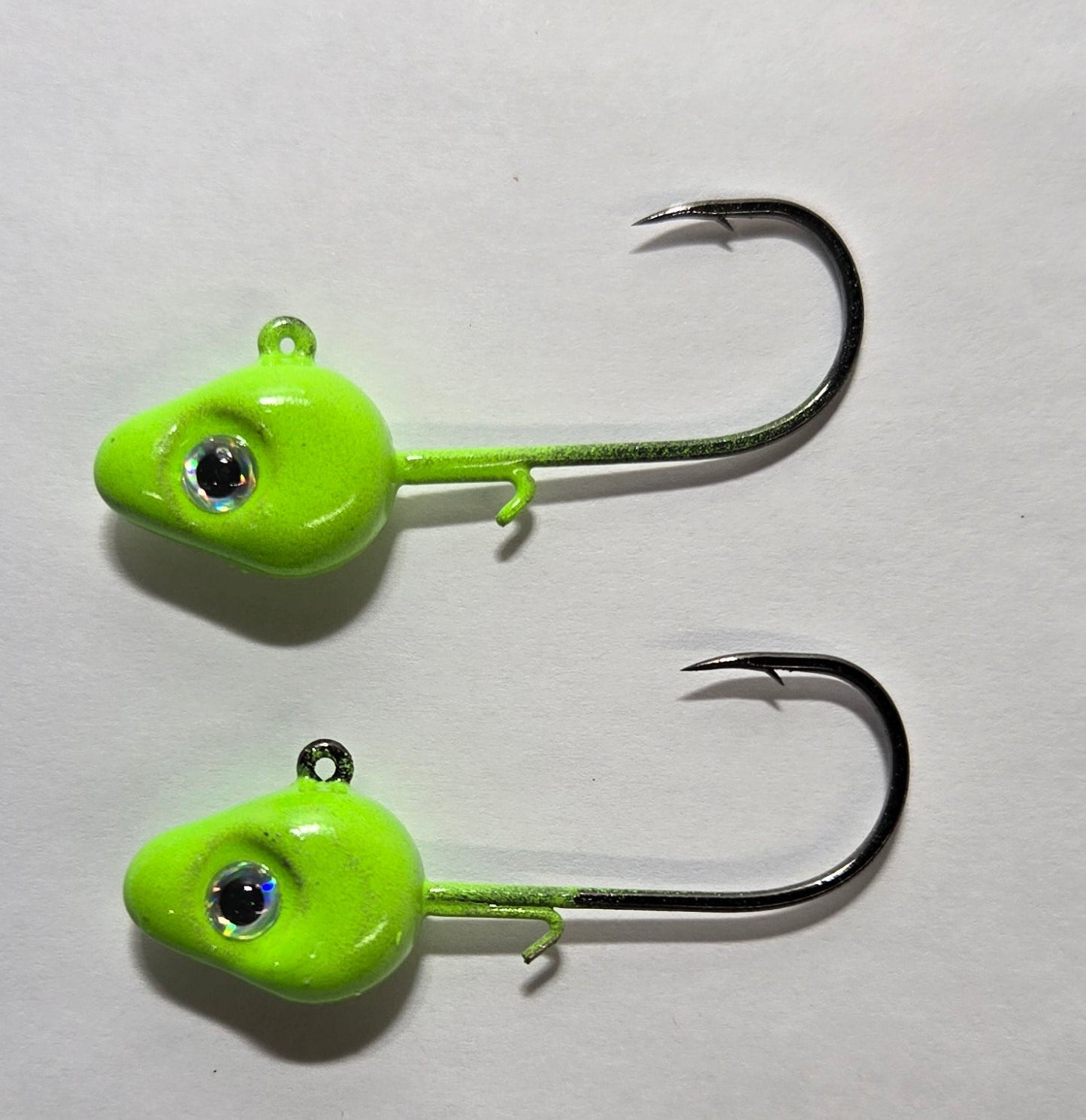 1/4 Ounce Lead Free 1/0 HD Chartreuse Glow Jig - Qty 2