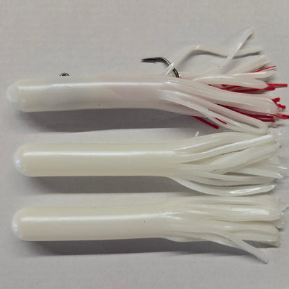 Pre-Rigged Red Skirt 6 Inch Pearl White Super Glow Tube