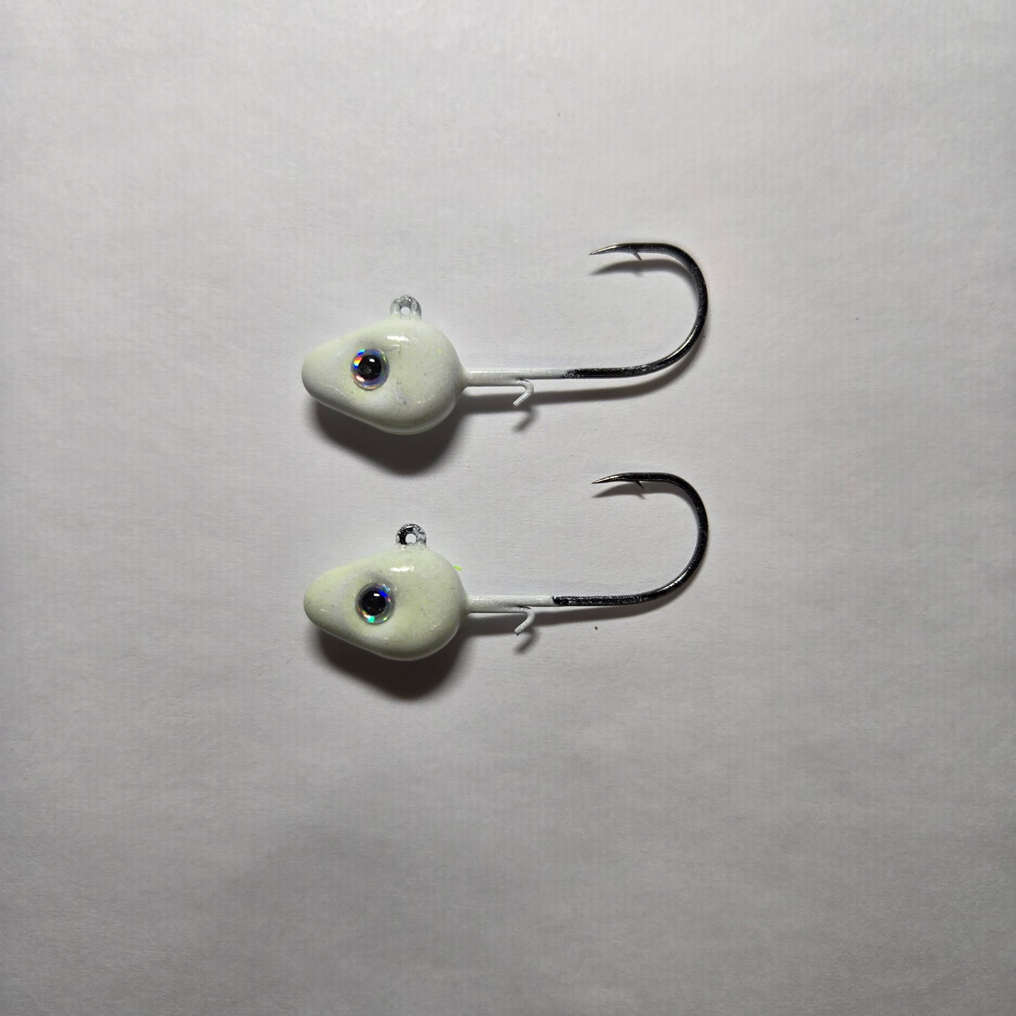 1/4 Ounce Lead Free 1/0 HD White Glow Jig - Qty 2