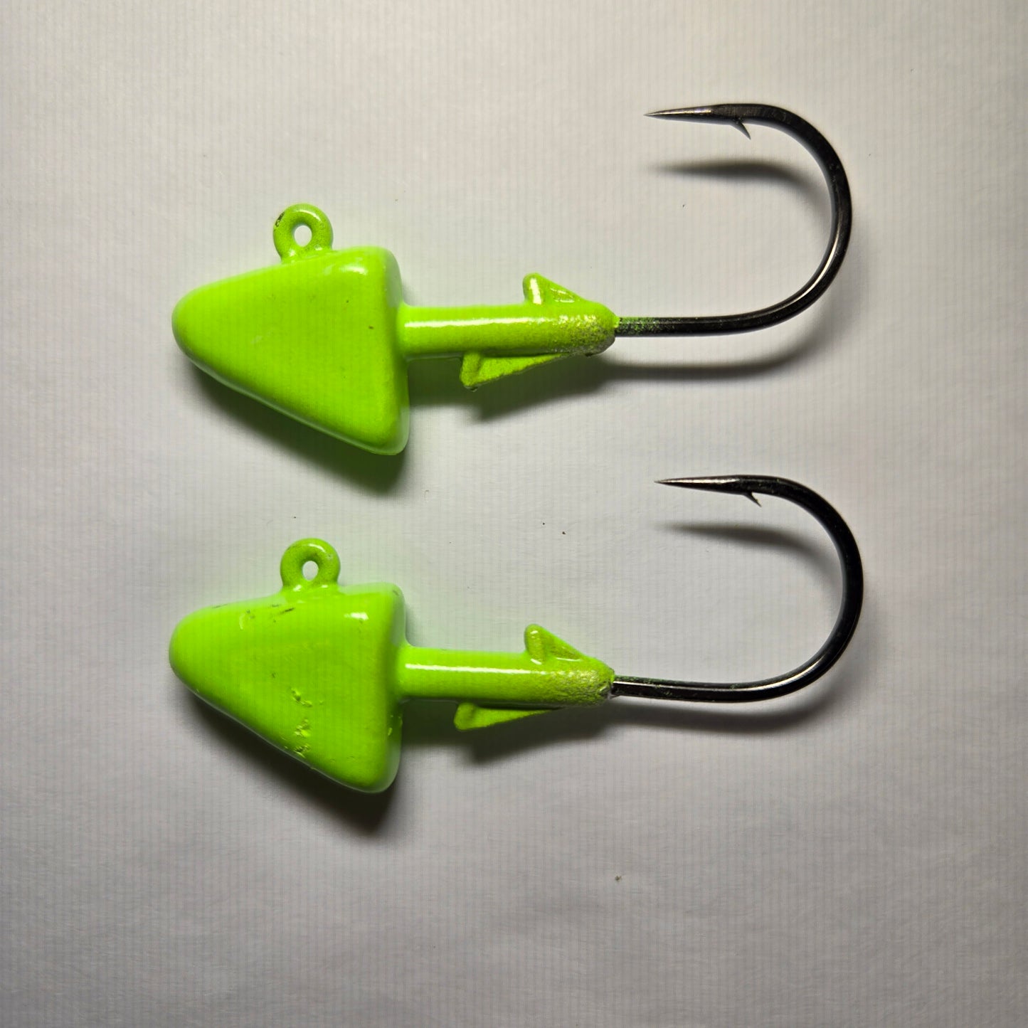 1 Ounce Lead Free Chartreuse Glow 6/0 Mustad HD Jig -Qty 2
